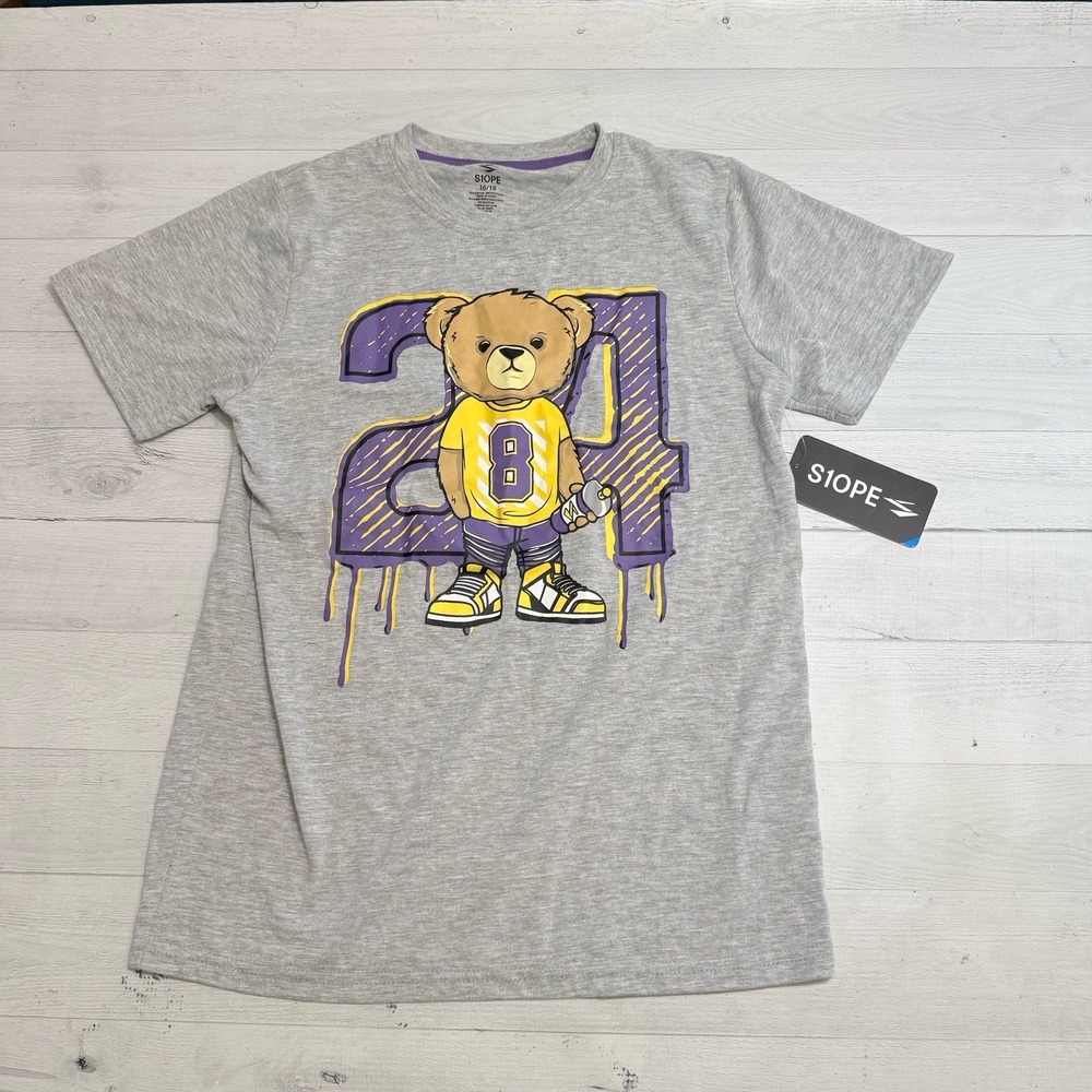 S10PE KOBE bryant Bear 24 la lakers black mamba Graffiti shirt 16/18‎ NEW